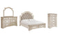 Realyn Queen Upholstered Bed with Mirrored Dresser and Chest at Towne & Country Furniture (AL) furniture, home furniture, home decor, sofa, bedding