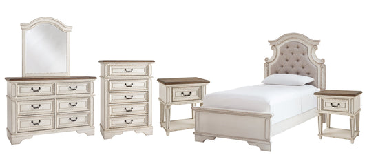 Realyn Twin Panel Bed with Mirrored Dresser, Chest and 2 Nightstands at Towne & Country Furniture (AL) furniture, home furniture, home decor, sofa, bedding