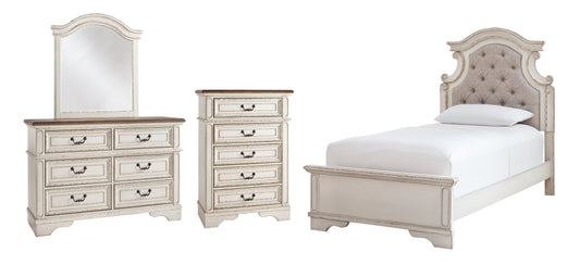 Realyn Twin Panel Bed with Mirrored Dresser and Chest at Towne & Country Furniture (AL) furniture, home furniture, home decor, sofa, bedding