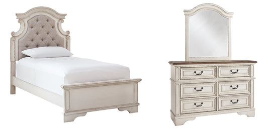 Realyn Twin Panel Bed with Mirrored Dresser at Towne & Country Furniture (AL) furniture, home furniture, home decor, sofa, bedding