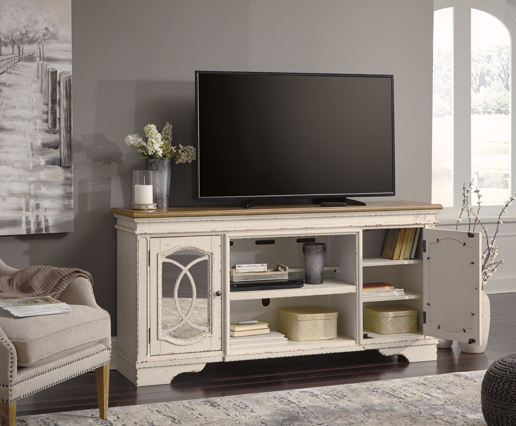 Realyn XL TV Stand w/Fireplace Option at Towne & Country Furniture (AL) furniture, home furniture, home decor, sofa, bedding