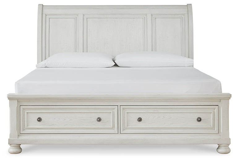 Robbinsdale California King Sleigh Bed with Storage with Mirrored Dresser at Towne & Country Furniture (AL) furniture, home furniture, home decor, sofa, bedding