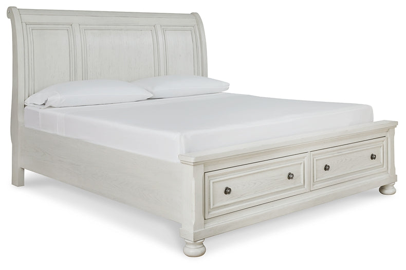 Robbinsdale California King Sleigh Bed with Storage with Mirrored Dresser at Towne & Country Furniture (AL) furniture, home furniture, home decor, sofa, bedding