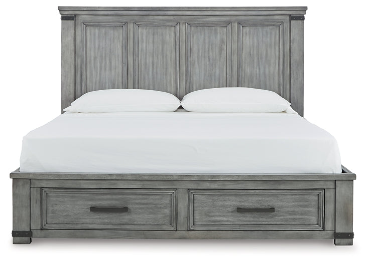 Russelyn King Storage Bed with Mirrored Dresser at Towne & Country Furniture (AL) furniture, home furniture, home decor, sofa, bedding