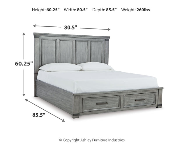 Russelyn King Storage Bed with Mirrored Dresser at Towne & Country Furniture (AL) furniture, home furniture, home decor, sofa, bedding