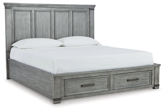 Russelyn King Storage Bed with Mirrored Dresser at Towne & Country Furniture (AL) furniture, home furniture, home decor, sofa, bedding