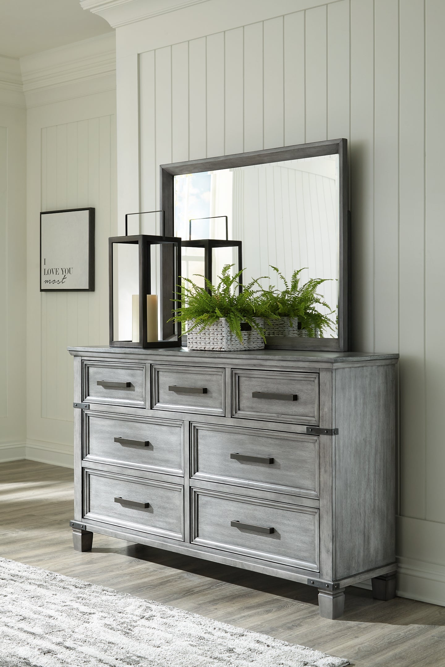 Russelyn King Storage Bed with Mirrored Dresser at Towne & Country Furniture (AL) furniture, home furniture, home decor, sofa, bedding