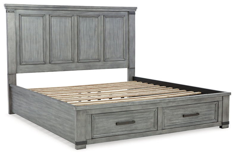 Russelyn King Storage Bed with Mirrored Dresser at Towne & Country Furniture (AL) furniture, home furniture, home decor, sofa, bedding