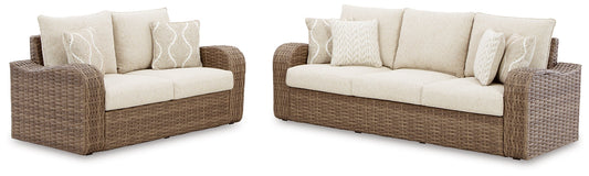 Sandy Bloom Outdoor Sofa and Loveseat at Towne & Country Furniture (AL) furniture, home furniture, home decor, sofa, bedding