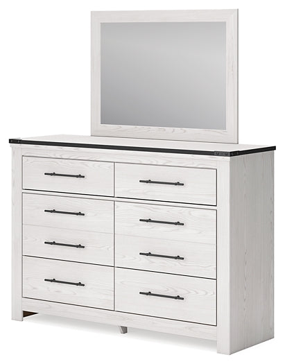 Schoenberg King Panel Bed with Mirrored Dresser, Chest and Nightstand at Towne & Country Furniture (AL) furniture, home furniture, home decor, sofa, bedding