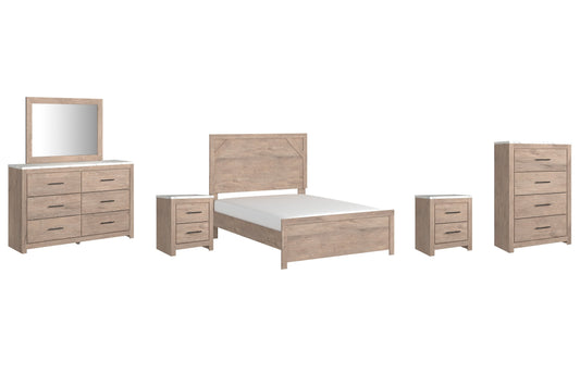 Senniberg Full Panel Bed with Mirrored Dresser, Chest and 2 Nightstands at Towne & Country Furniture (AL) furniture, home furniture, home decor, sofa, bedding