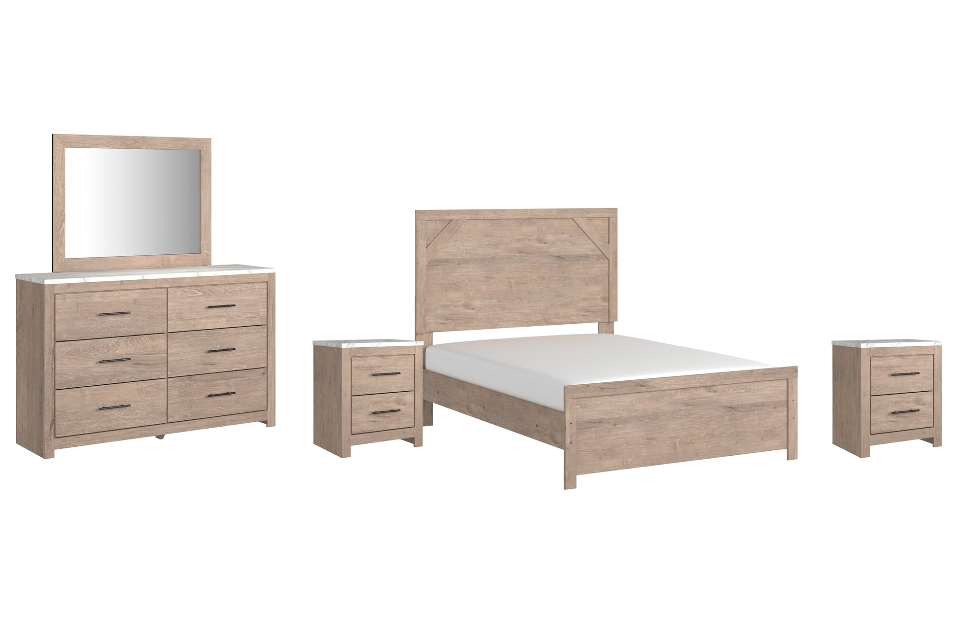 Senniberg Full Panel Bed with Mirrored Dresser and 2 Nightstands at Towne & Country Furniture (AL) furniture, home furniture, home decor, sofa, bedding
