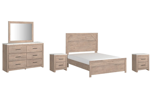 Senniberg Full Panel Bed with Mirrored Dresser and 2 Nightstands at Towne & Country Furniture (AL) furniture, home furniture, home decor, sofa, bedding