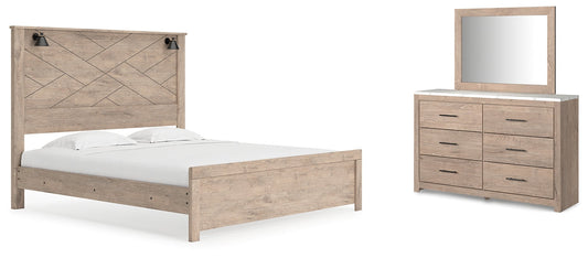 Senniberg King Panel Bed with Mirrored Dresser at Towne & Country Furniture (AL) furniture, home furniture, home decor, sofa, bedding