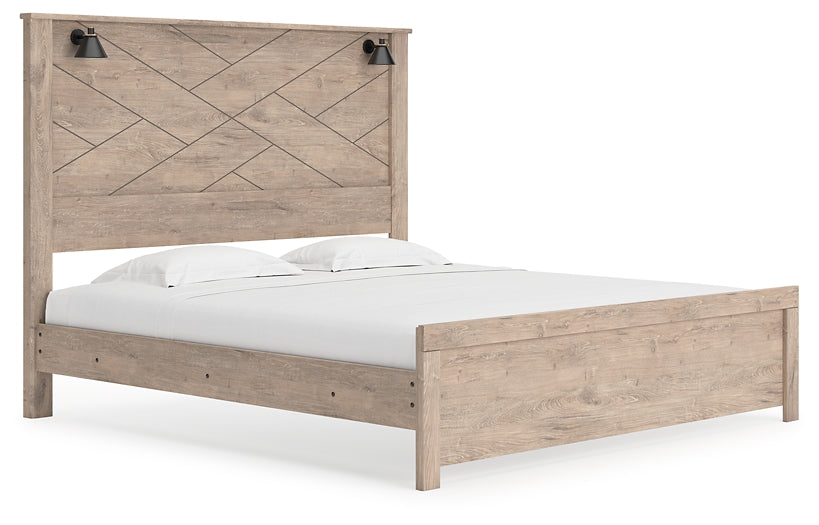 Senniberg King Panel Bed with Mirrored Dresser at Towne & Country Furniture (AL) furniture, home furniture, home decor, sofa, bedding