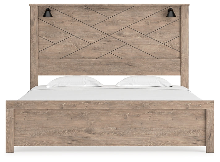Senniberg King Panel Bed with Mirrored Dresser at Towne & Country Furniture (AL) furniture, home furniture, home decor, sofa, bedding