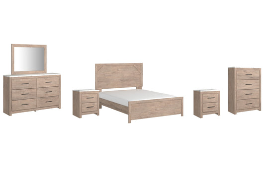 Senniberg Queen Panel Bed with Mirrored Dresser, Chest and 2 Nightstands at Towne & Country Furniture (AL) furniture, home furniture, home decor, sofa, bedding