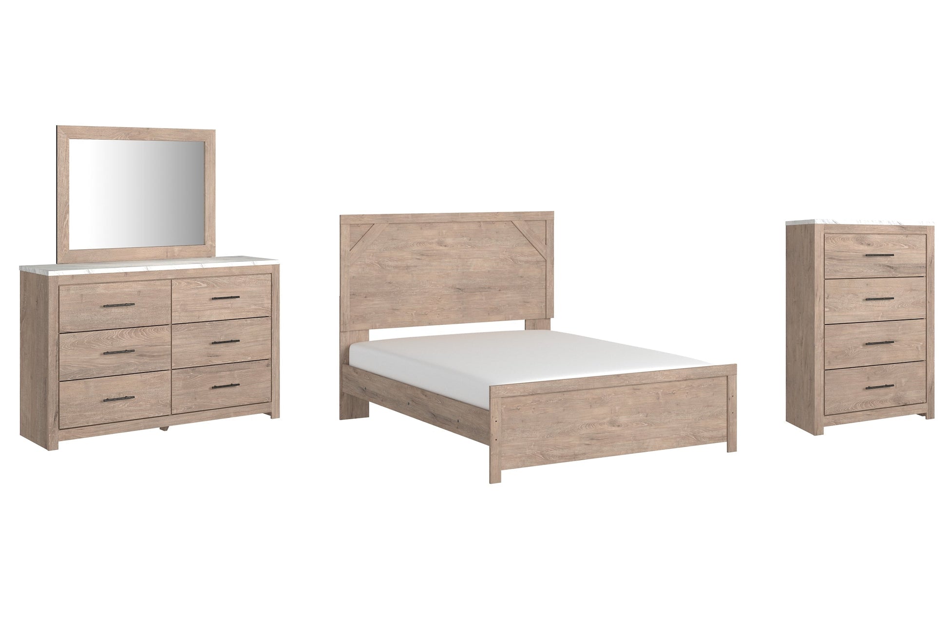 Senniberg Queen Panel Bed with Mirrored Dresser and Chest at Towne & Country Furniture (AL) furniture, home furniture, home decor, sofa, bedding