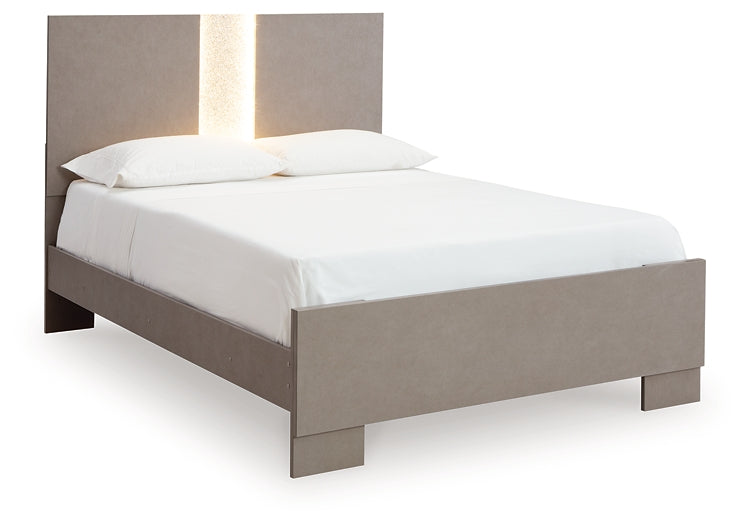 Surancha Full Panel Bed with Mirrored Dresser, Chest and Nightstand at Towne & Country Furniture (AL) furniture, home furniture, home decor, sofa, bedding