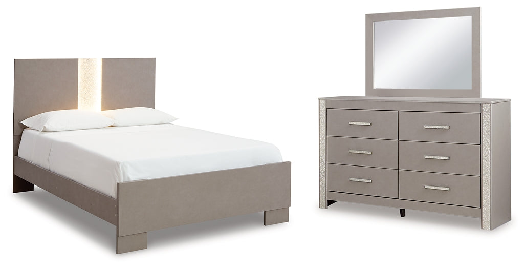 Surancha Full Panel Bed with Mirrored Dresser at Towne & Country Furniture (AL) furniture, home furniture, home decor, sofa, bedding