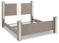 Surancha King Poster Bed with Mirrored Dresser, Chest and 2 Nightstands at Towne & Country Furniture (AL) furniture, home furniture, home decor, sofa, bedding