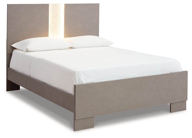 Surancha Queen Panel Bed with Mirrored Dresser and Chest at Towne & Country Furniture (AL) furniture, home furniture, home decor, sofa, bedding