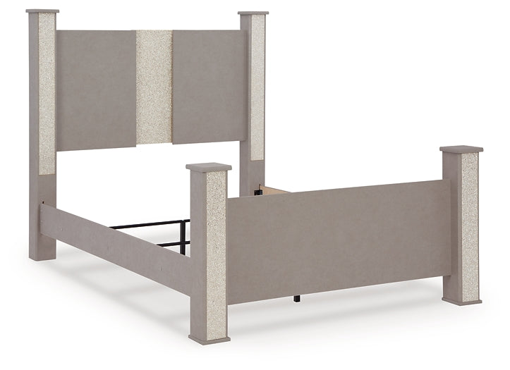 Surancha Queen Poster Bed with Mirrored Dresser, Chest and 2 Nightstands at Towne & Country Furniture (AL) furniture, home furniture, home decor, sofa, bedding