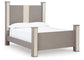 Surancha Queen Poster Bed with Mirrored Dresser, Chest and 2 Nightstands at Towne & Country Furniture (AL) furniture, home furniture, home decor, sofa, bedding