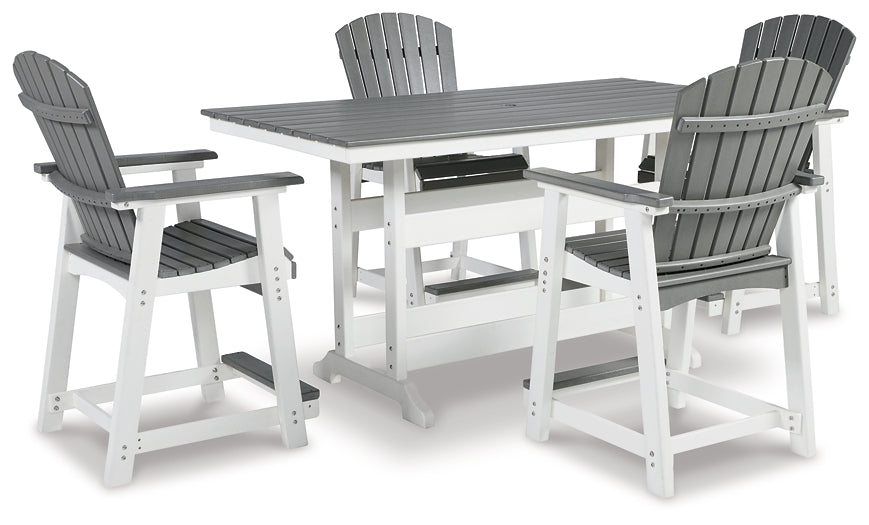 Transville Outdoor Counter Height Dining Table and 4 Barstools at Towne & Country Furniture (AL) furniture, home furniture, home decor, sofa, bedding