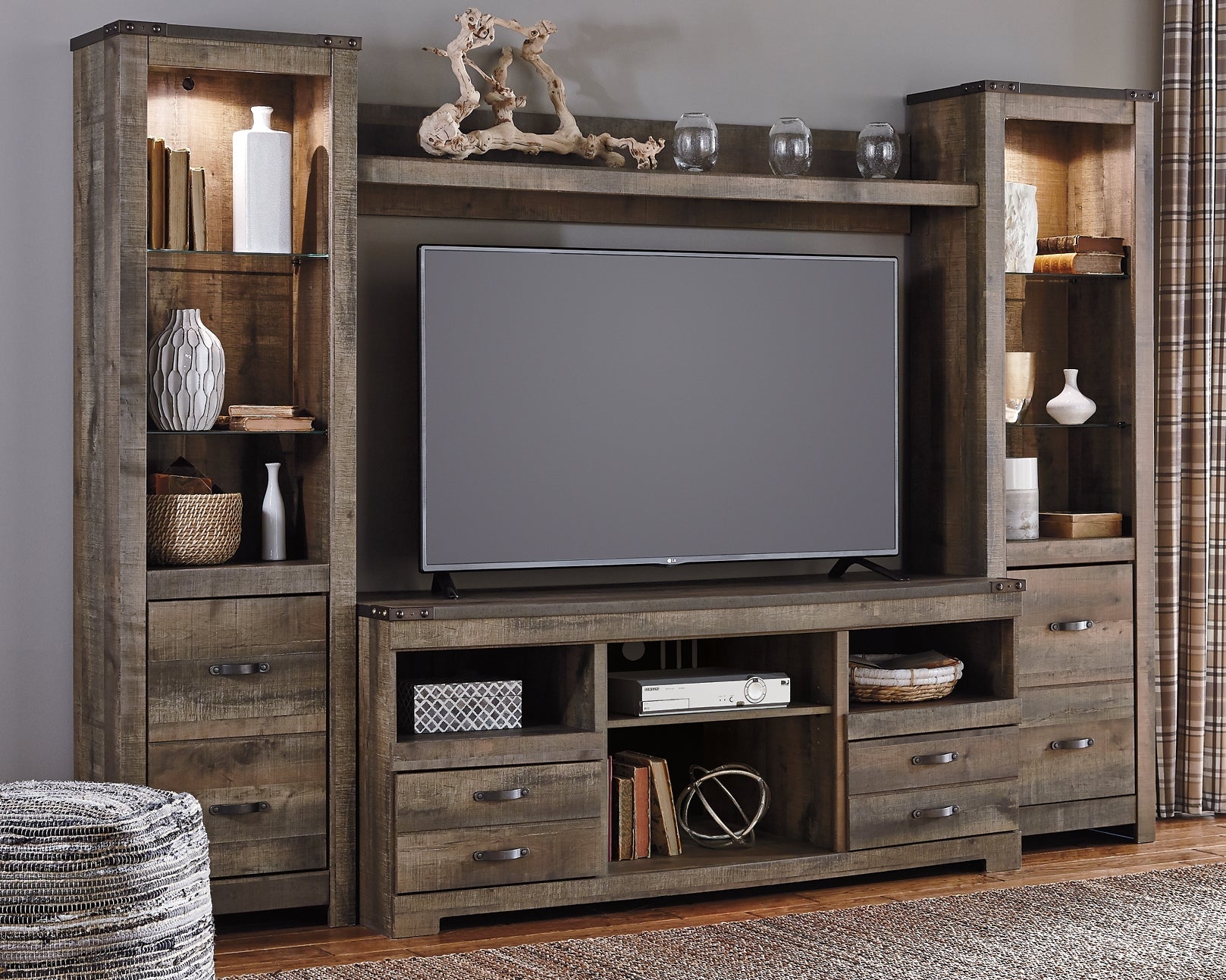 Trinell 4-Piece Entertainment Center at Towne & Country Furniture (AL) furniture, home furniture, home decor, sofa, bedding