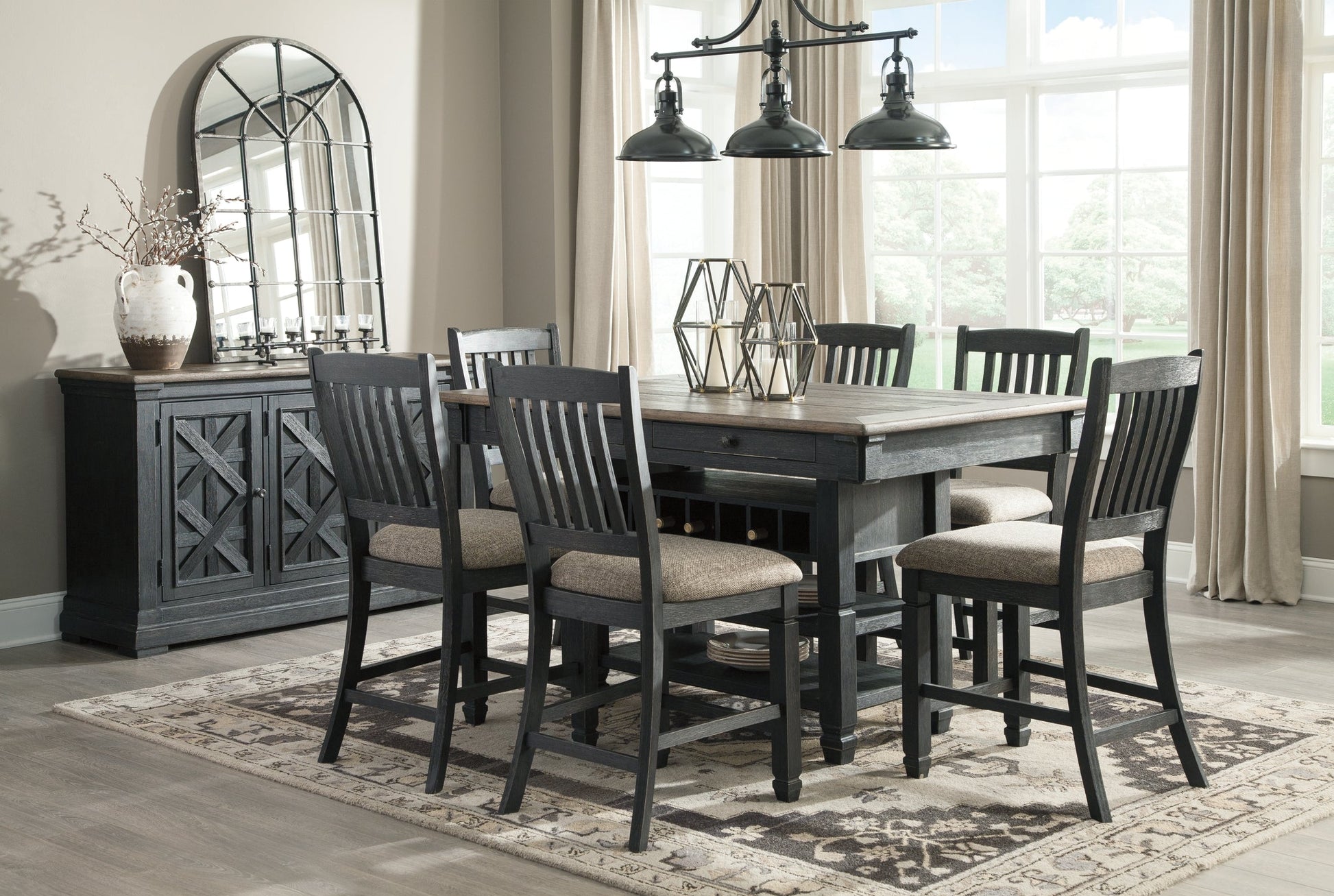 Tyler Creek Counter Height Dining Table and 6 Barstools at Towne & Country Furniture (AL) furniture, home furniture, home decor, sofa, bedding