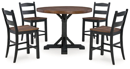 Valebeck Counter Height Dining Table and 4 Barstools at Towne & Country Furniture (AL) furniture, home furniture, home decor, sofa, bedding