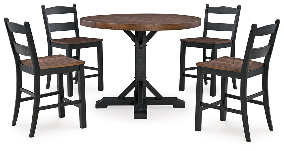 Valebeck Counter Height Dining Table and 4 Barstools with Storage at Towne & Country Furniture (AL) furniture, home furniture, home decor, sofa, bedding