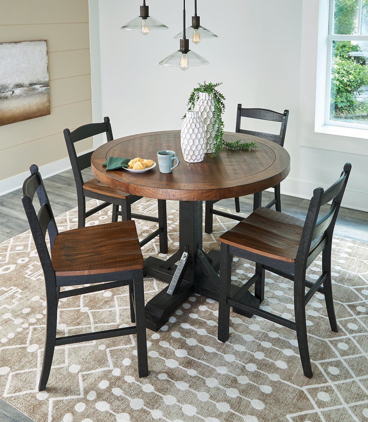 Valebeck Counter Height Dining Table and 4 Barstools with Storage at Towne & Country Furniture (AL) furniture, home furniture, home decor, sofa, bedding
