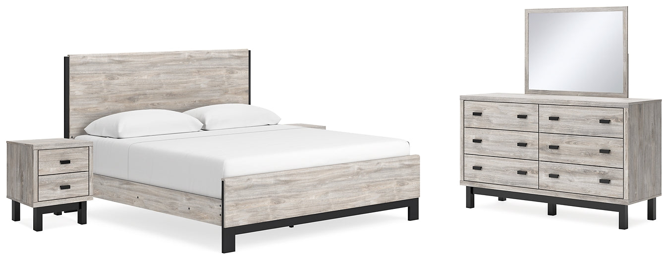 Vessalli King Panel Bed with Mirrored Dresser and 2 Nightstands at Towne & Country Furniture (AL) furniture, home furniture, home decor, sofa, bedding