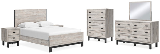 Vessalli Queen Panel Bed with Mirrored Dresser, Chest and 2 Nightstands at Towne & Country Furniture (AL) furniture, home furniture, home decor, sofa, bedding