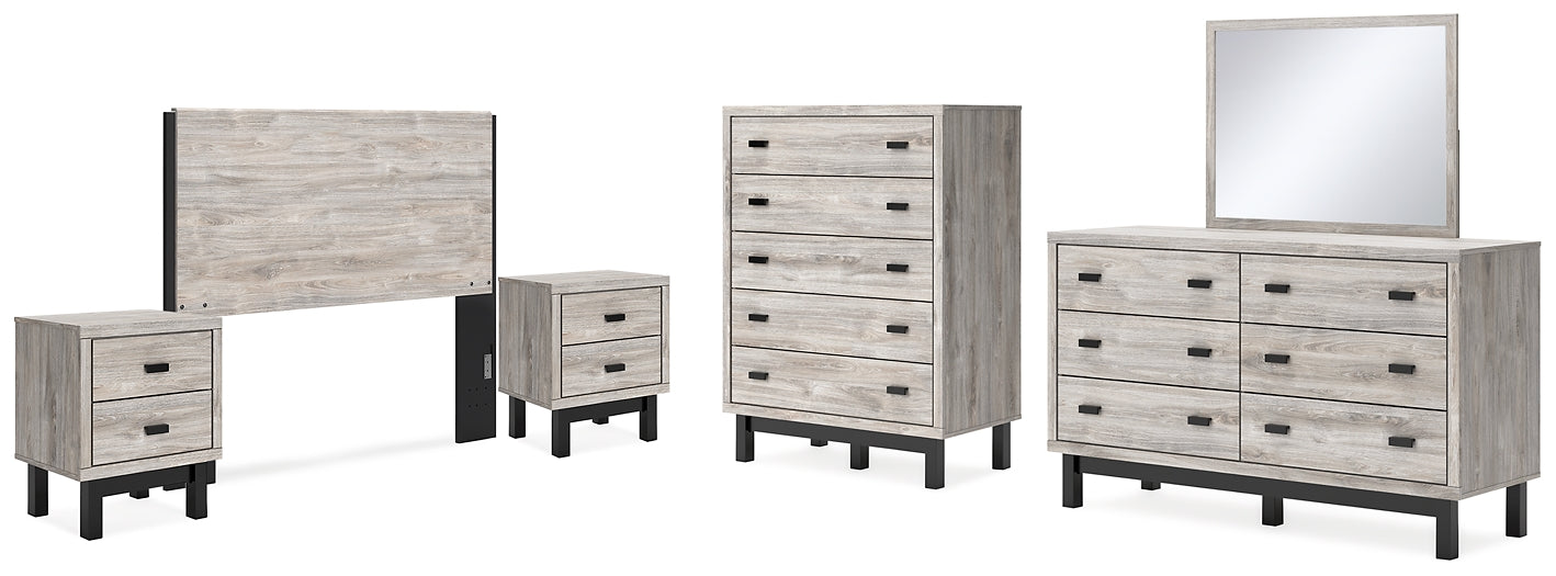 Vessalli Queen Panel Headboard with Mirrored Dresser, Chest and 2 Nightstands at Towne & Country Furniture (AL) furniture, home furniture, home decor, sofa, bedding