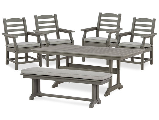 Visola Outdoor Dining Table and 4 Chairs and Bench at Towne & Country Furniture (AL) furniture, home furniture, home decor, sofa, bedding