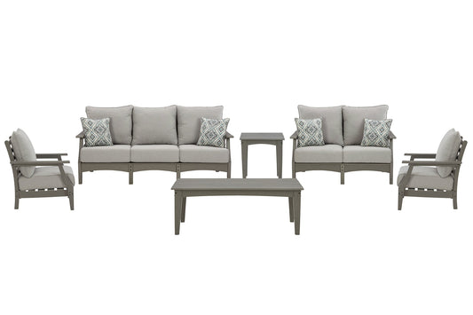 Visola Outdoor Sofa and Loveseat with 2 Lounge Chairs and End Table at Towne & Country Furniture (AL) furniture, home furniture, home decor, sofa, bedding
