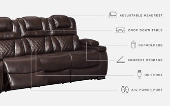 Warnerton PWR REC Sofa with ADJ Headrest at Towne & Country Furniture (AL) furniture, home furniture, home decor, sofa, bedding