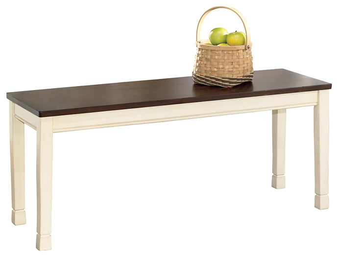 Whitesburg Dining Table and 4 Chairs and Bench with Storage at Towne & Country Furniture (AL) furniture, home furniture, home decor, sofa, bedding