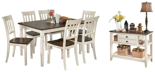 Whitesburg Dining Table and 6 Chairs with Storage at Towne & Country Furniture (AL) furniture, home furniture, home decor, sofa, bedding