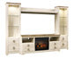 Willowton 4-Piece Entertainment Center with Electric Fireplace at Towne & Country Furniture (AL) furniture, home furniture, home decor, sofa, bedding