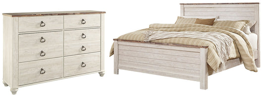 Willowton California King Panel Bed with Dresser at Towne & Country Furniture (AL) furniture, home furniture, home decor, sofa, bedding
