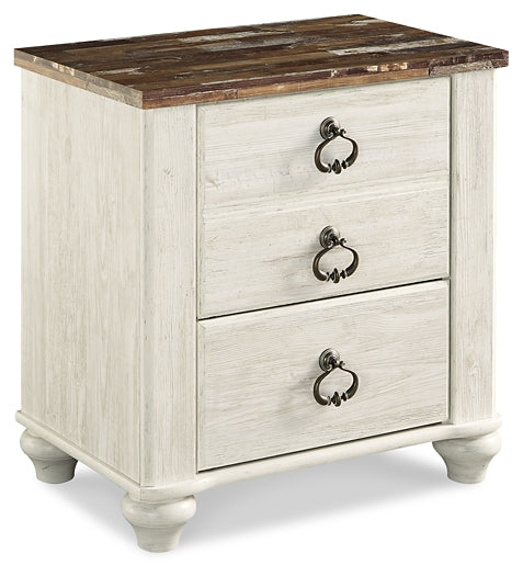 Willowton King Sleigh Bed with Mirrored Dresser and Nightstand at Towne & Country Furniture (AL) furniture, home furniture, home decor, sofa, bedding