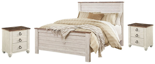Willowton Queen Panel Bed with 2 Nightstands at Towne & Country Furniture (AL) furniture, home furniture, home decor, sofa, bedding