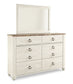 Willowton Queen Panel Bed with Mirrored Dresser at Towne & Country Furniture (AL) furniture, home furniture, home decor, sofa, bedding