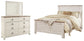 Willowton Queen Panel Bed with Mirrored Dresser at Towne & Country Furniture (AL) furniture, home furniture, home decor, sofa, bedding