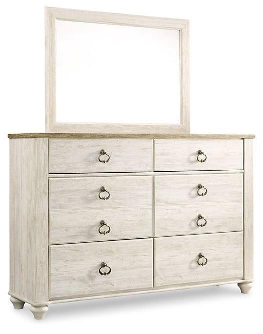 Willowton Queen Sleigh Bed with Mirrored Dresser and Nightstand at Towne & Country Furniture (AL) furniture, home furniture, home decor, sofa, bedding