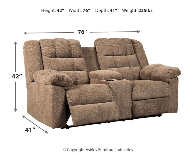 Workhorse DBL Rec Loveseat w/Console at Towne & Country Furniture (AL) furniture, home furniture, home decor, sofa, bedding
